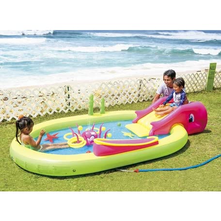JILONG Sea Animal Pool, 298 x 165 x 55cm (inflated size), JL-688048, GR/YL/PK, Large