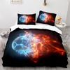Soccer Duvet Cover Set Football Sport Galaxy Background Polyester Comforter Cover King Queen Twin Full Size For Kids Boys Girl