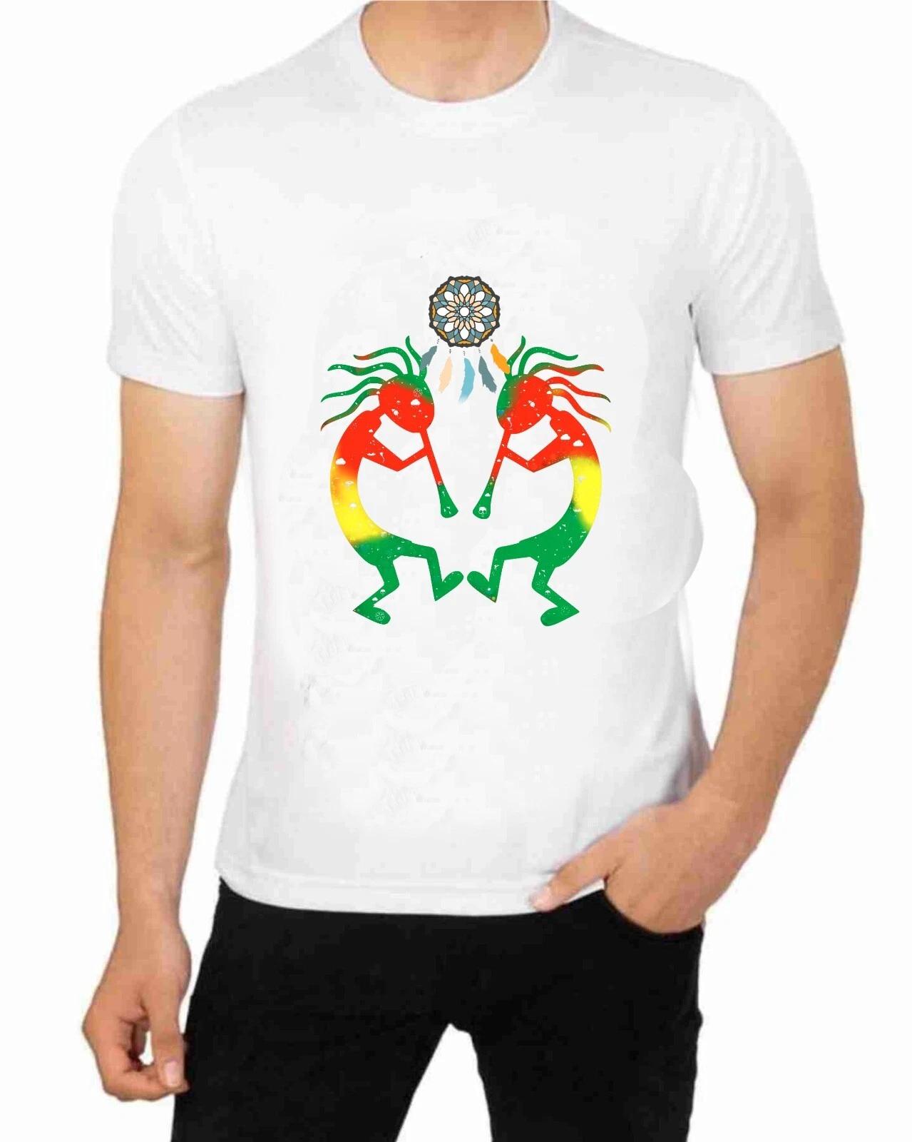 Kokopelli Native Indian Art T-Shirt for Men Apparel Short Sleeve Clothing S