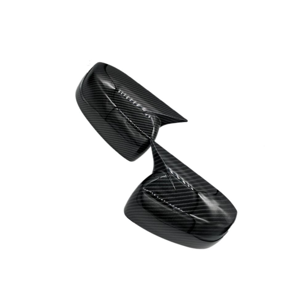 Carbon Fiber Look Ox Horn Rear View Mirror Cover For Mitsubishi Lancer EVO 2013-2016