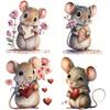 Cartoon Mouse Pattern Wall Sticker with Heart and Flower Patterns, Wall Decoration,Toilet Decoration, Self-adhesive Wall Sticker