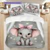 Elephant Pattern Bedding Quilt Set Quilt Cover Pillowcase Home Decoration Birthday Gift (1 * Duvet Cover + 2 * Pillowcase, Without Core)