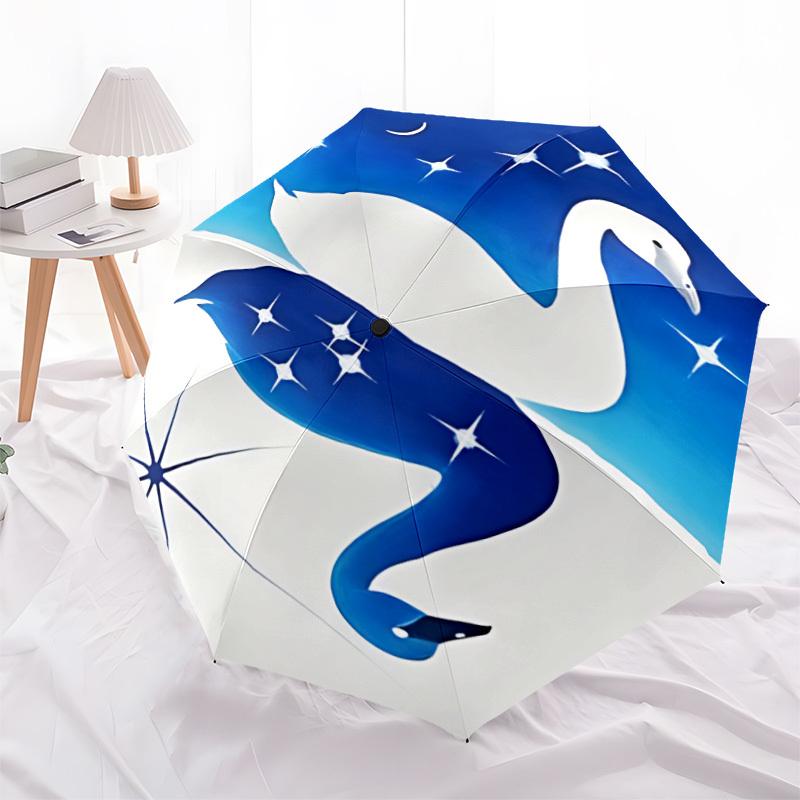 

1pc Swan Night Sky Automatic Open 8-Rib Windproof Umbrella, Travel & Commuting, Suitable for All Seasons