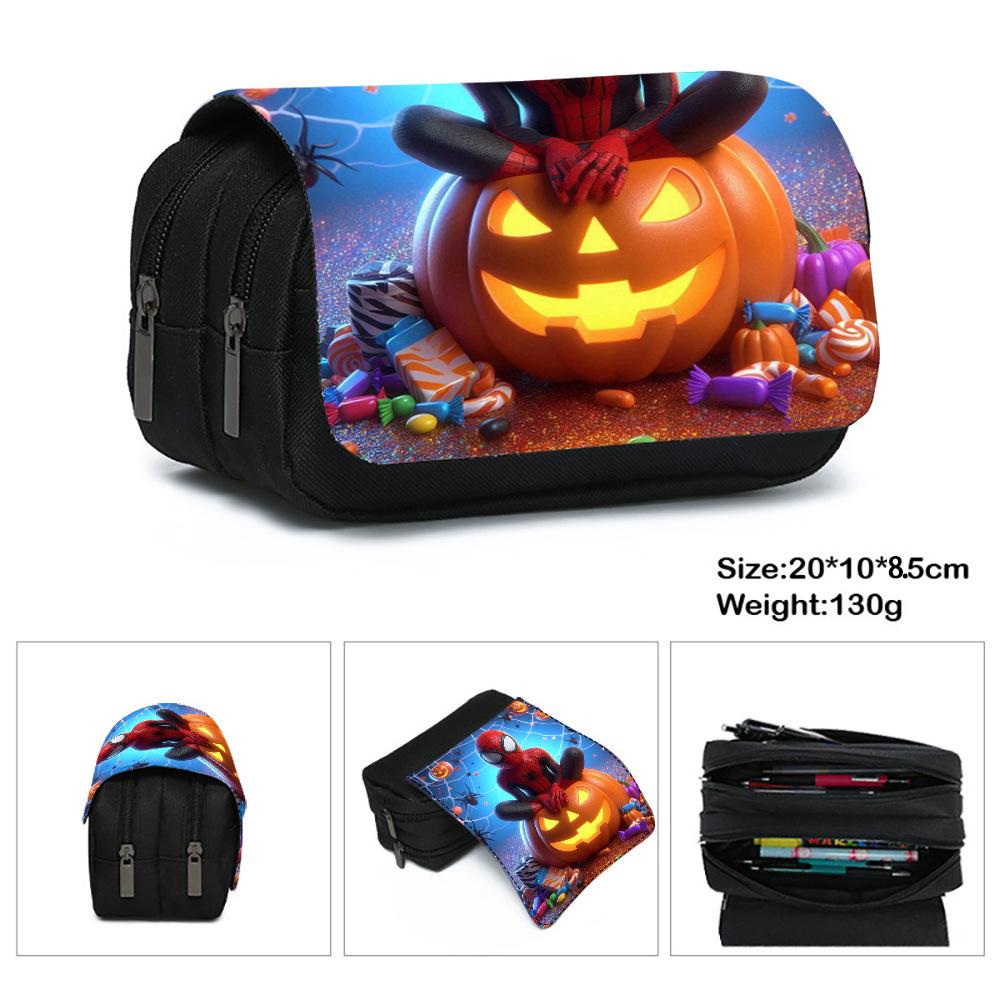 Spider-Man Double Oxford Cloth Pencil Bag Simple Large Capacity Double Pull Pencil Bag Primary School Student Portable Zipper Stationery Bag