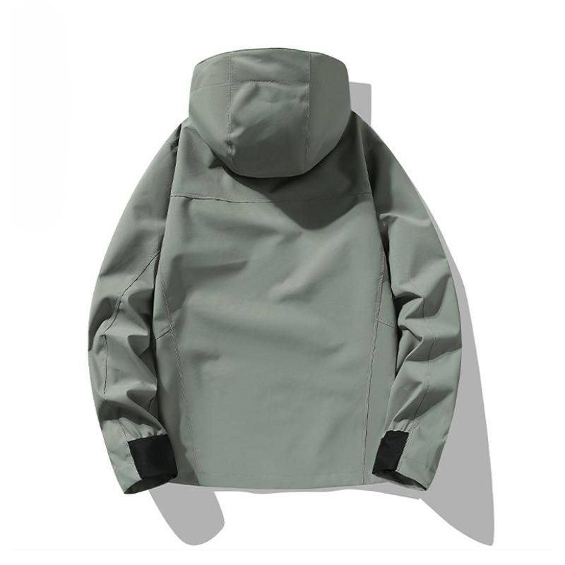 Unisex Spring Breathable Windproof Waterproof Jacket Removable Hood Stand Collar Thin Lightweight Hard Shell Outdoor Climbing Coat