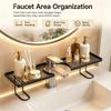 Behind the Faucet Sink Organizer, Thickened Behind the Faucet Shelf Bathroom, No-Drill Free Standing Faucet Storage Shelf