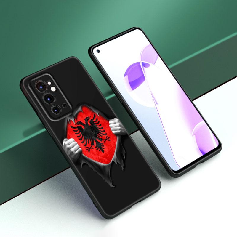 Albania Flag Black Silicone Phone Case For OnePlus 9R 10R 11R 12R ACE 2 Pro 2V 3V Nord CE 2 3 Lite 4 N10 N20 N30 SE 5G