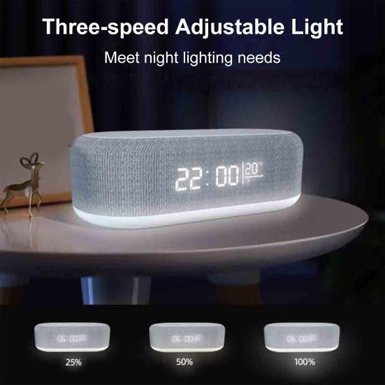 1 Set Digital Alarm Clock with Wireless Charging Dimmable LED Night Light