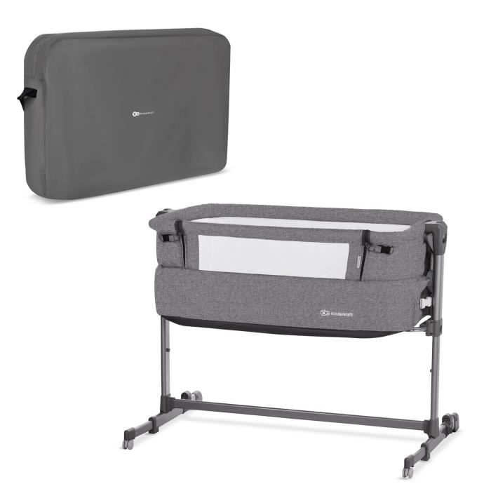 Lit Bébé Cododo Kinderkraft Nest Up - Hauteur Réglable - Pieds Réglables - Sac De Transport Inclus - Gris