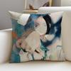 Artistic BBlue PeriodS Cushion Cover Breathable and skinfriendly linen pillowcase square removable and washable cushion