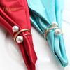 12/20Pcs Faux Pearl Napkin Ring Set Napkin Ring Buckles Metal Spring Napkin Holder Wedding Birthday Table Decoration