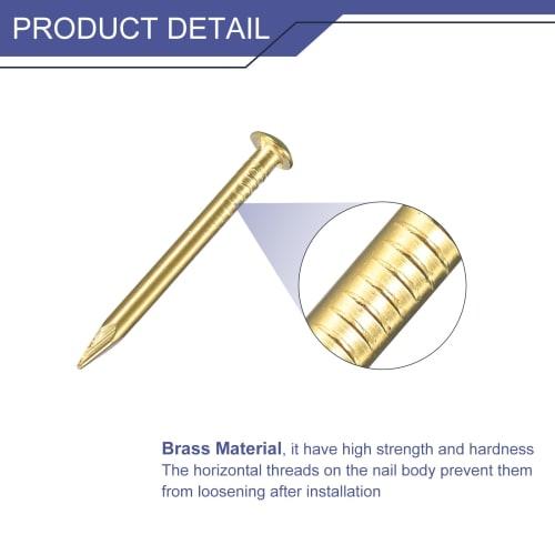 uxcell 35pcs Small Thin Nails, 2x25mm (DxL), Small Brass Round Head Nails for Hardware, DIY Wooden Projects, Decorative Boxes, and Home Use, Brass Col