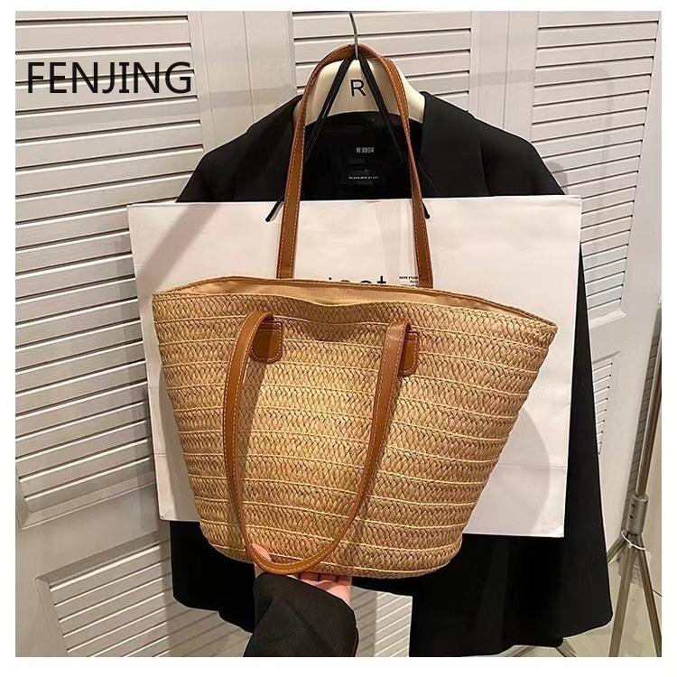 Women's Large Capacity Shoulder Bags Summer Straw Woven Basket Handbag Fashion Female Luxury Designer Beach Bag Big Shopper Tote