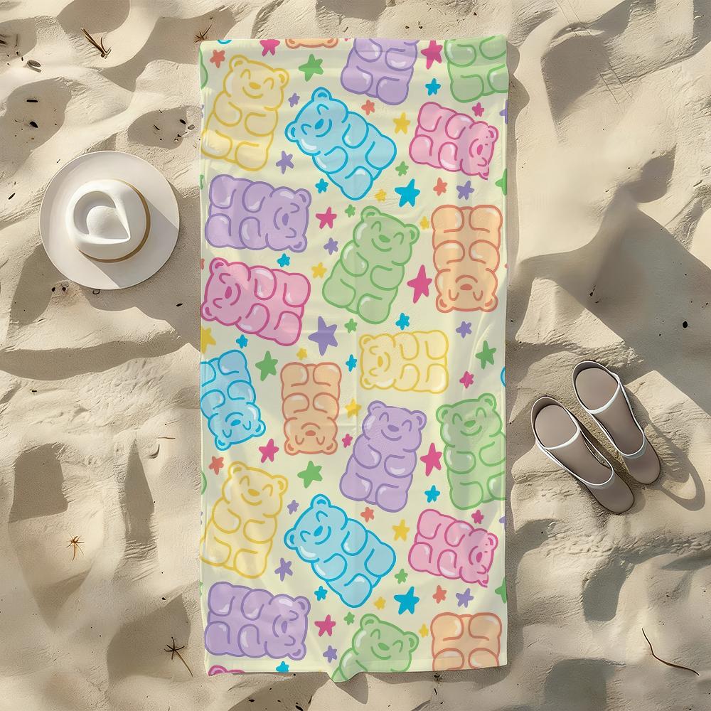 

Cute Gummy bear Towel For Swim Yoga Gym Quick Drying Soft and skin-friendly Beach Towels All-Season W30*H60(CM)