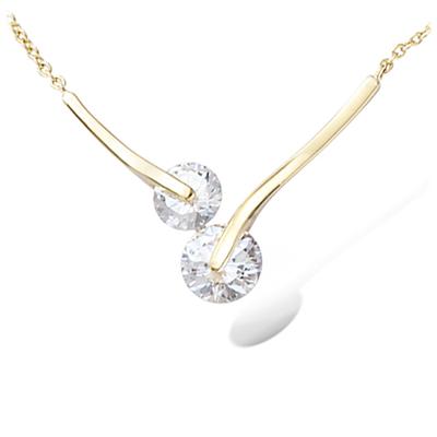 [N6842] - Gold-Plated Necklace 'Sissi' White Gold - 32x25 Mm