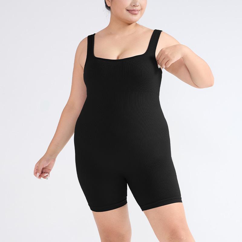 Cross-Border Plus Size Sleeveless Yoga Bodysuit: Body Shaping One-Piece Leotard & Sports Shorts