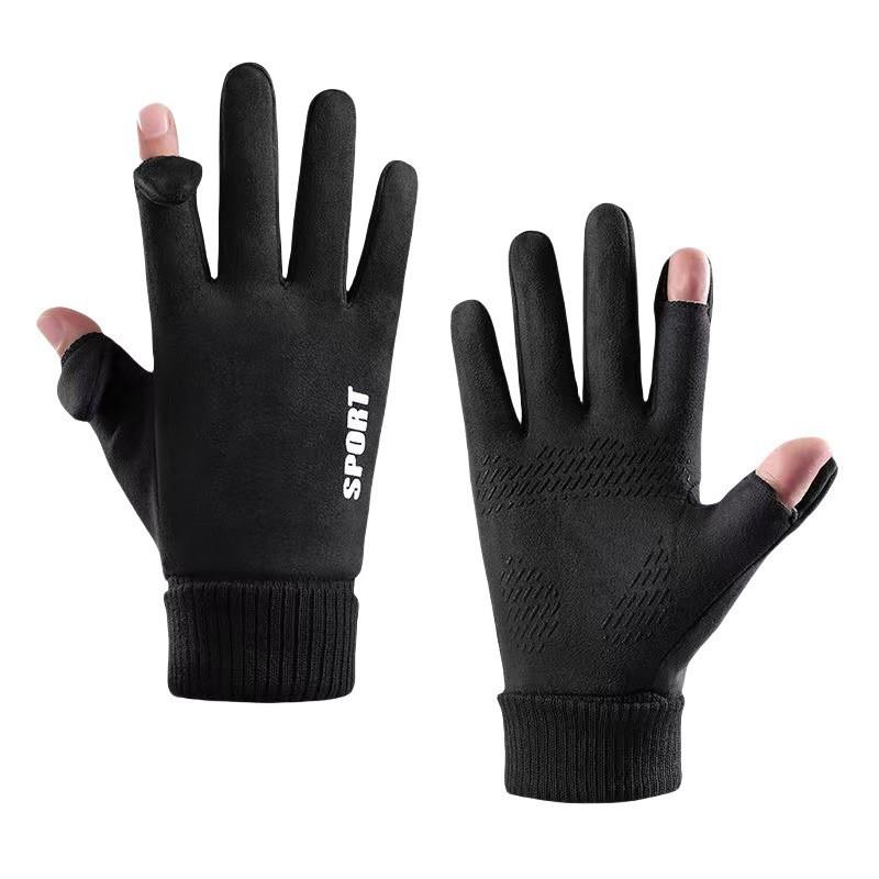 Warm Gloves for Men and Women Suede Cold Proof Fashion Plus Velvet Thickened Touch Screen Outdoor Riding Autumn and Winter Gloves