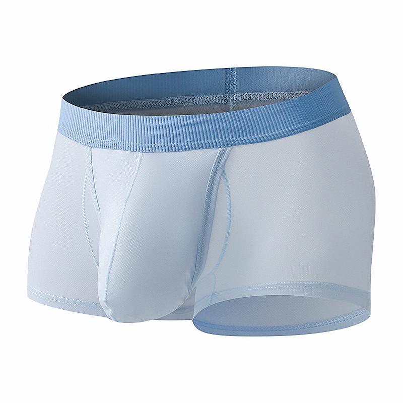 Men's Summer Thin Sexy Side Opening Ice Silk Breathable Comfortable Flat Angle Briefs