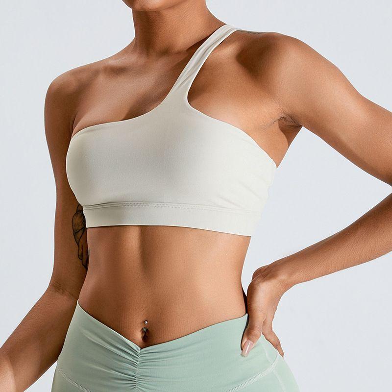 2024 New Arrival Oblique One Shoulder Sports Intimates Naked Women Sense Yoga Bra Quick-Drying Beauty Back Vest Beauty Back Workout Clothes Elastic
