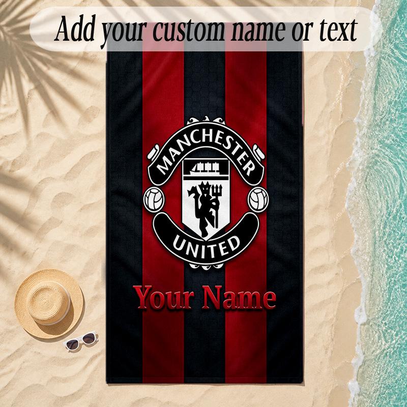 Beach TowelManchester United Custom Name Text Personalized Soft Towel for Beach Pool Indoor Home Decor Gift