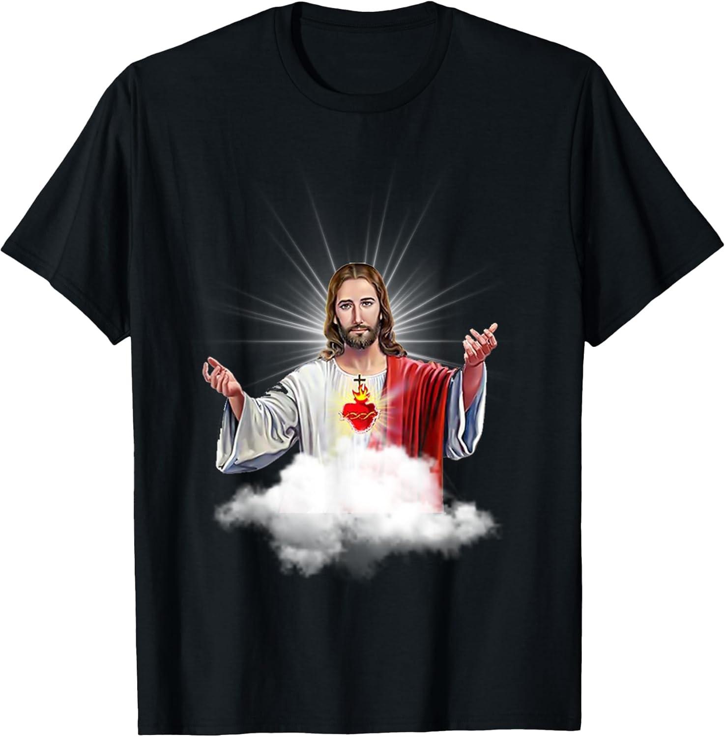 Sacred Heart Of Jesus Christ Catholic Immaculate Heart Cotton Tee - MADE IN USA L
