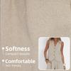 Completo in Lino da Donna - Completo 2 Pezzi Camicia Bottoni Scollo a V Senza Maniche Pantaloni Vita Alta Gamba Larga Set Coordinato