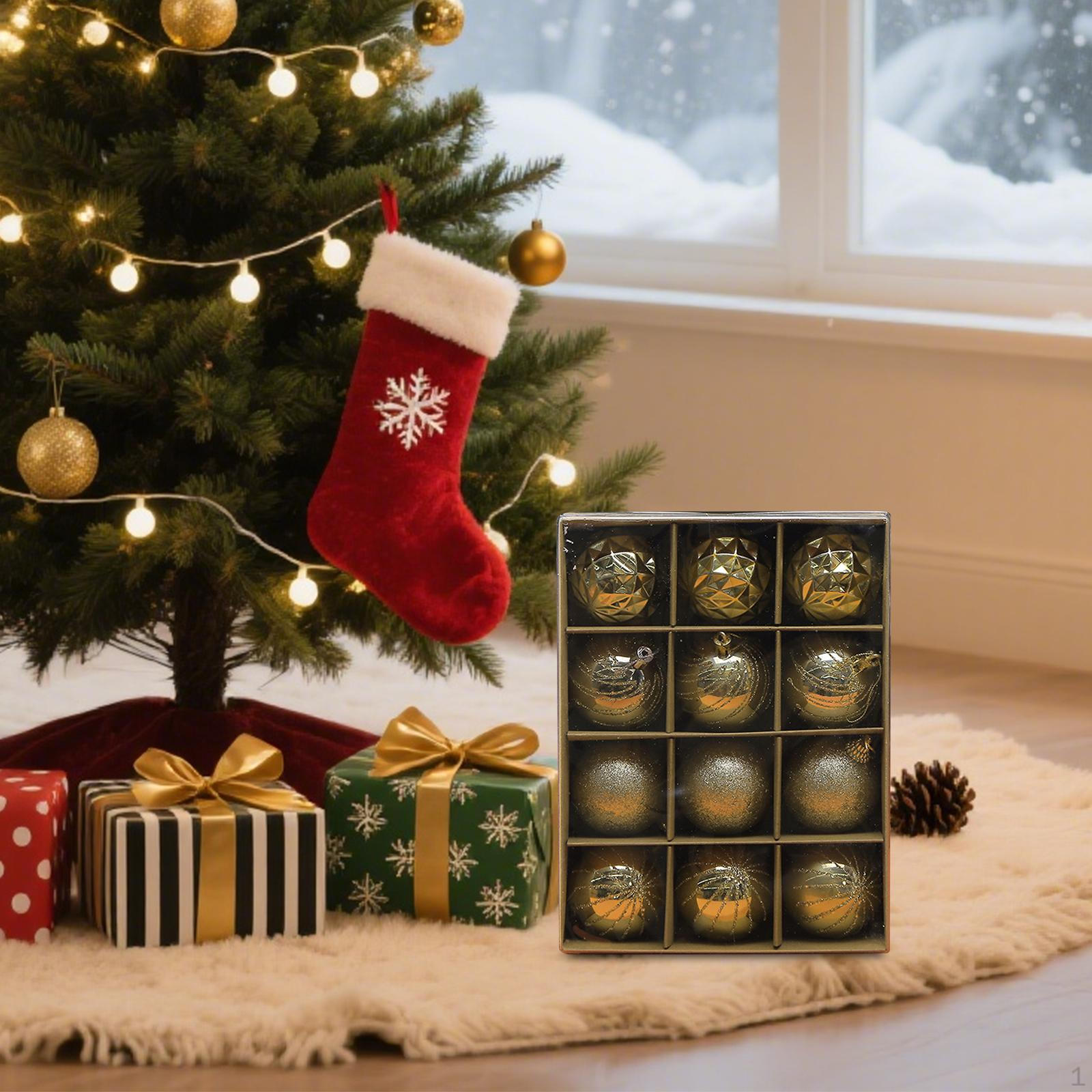 

12 Christmas Decorations, Decorative Balls. золотой