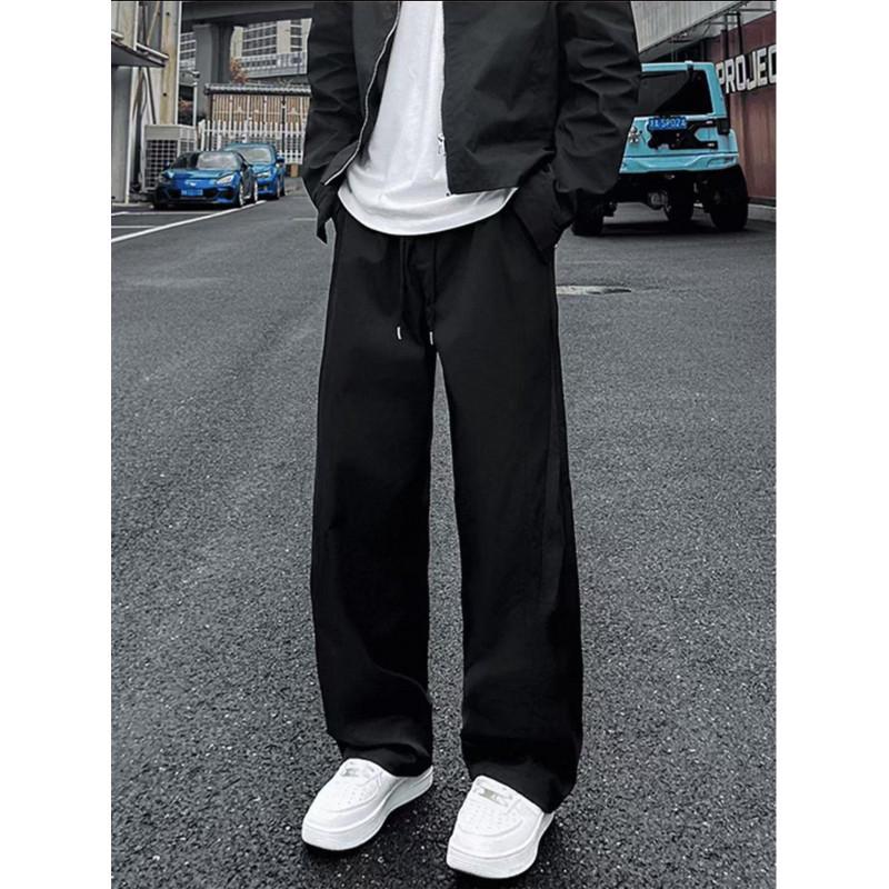 Men's Off-White Quick-Dry Nylon Diagonal Work Pants - American Style Autumn Hiking Parachute Pants