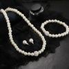 3pcs Imitation Pearl Ball Necklace Bracelet Earring Stud Jewelry Set Silver Color Crystal Stone Elegant Bridal Jewelry Gift