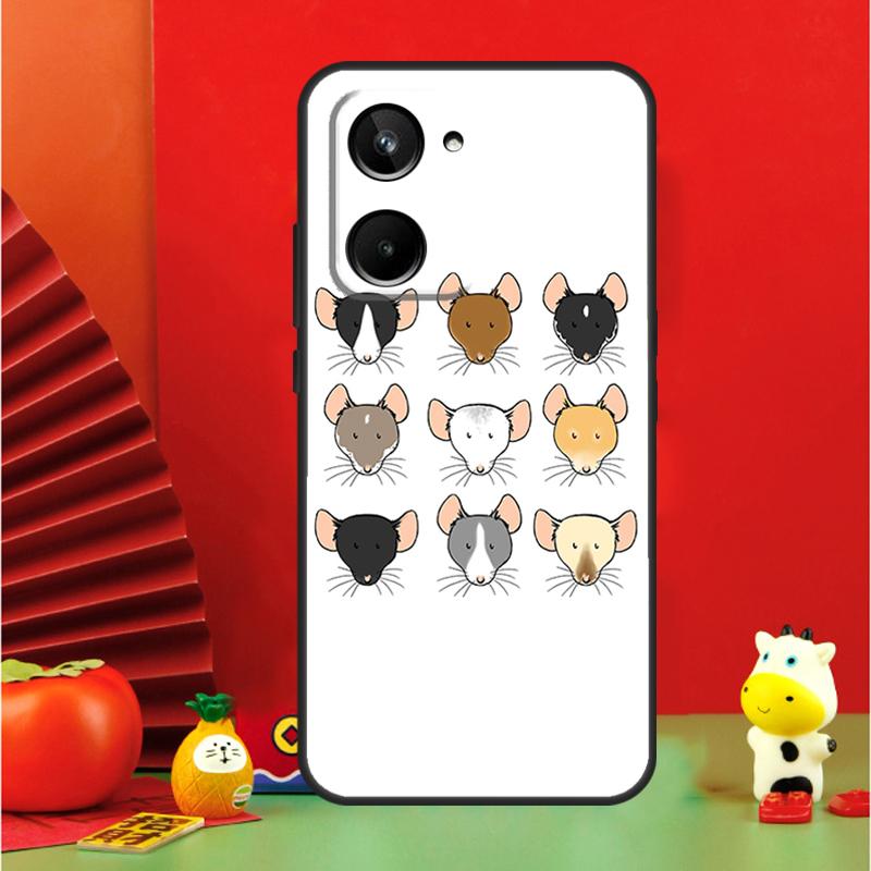 

Cute Cartoon Animal Rat For Realme C35 C53 C55 C67 GT Neo 6 GT5 9 10 11 12 Pro Plus C25S C21Y C30 C31 C33 C51 Case Realme 9Pro Plus