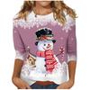 Spring and Autumn Round Neck Christmas Themed Pattern 3D Printed Top Fashionable Casual Long Sleeved Women's T-shirts