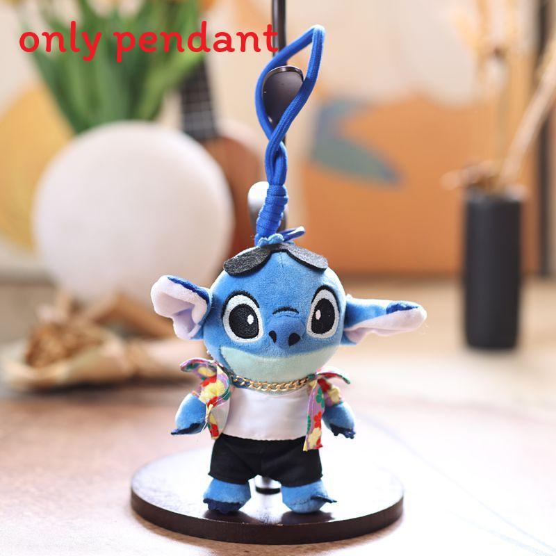 Plyšový přívěsek na klíče Stitch s designem košile s ananasem a květinou pro tašky a klíče