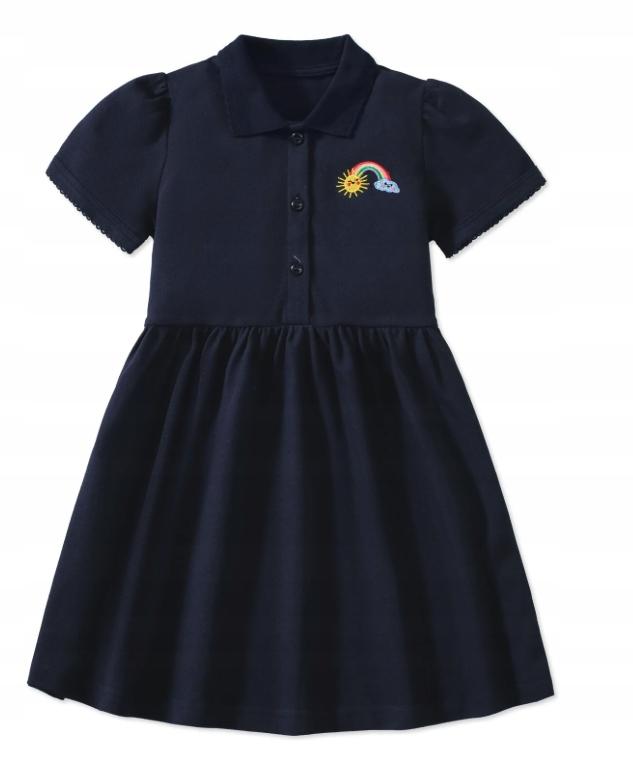 Children' Cotton Polo Dress Rainbow Print 128/134
