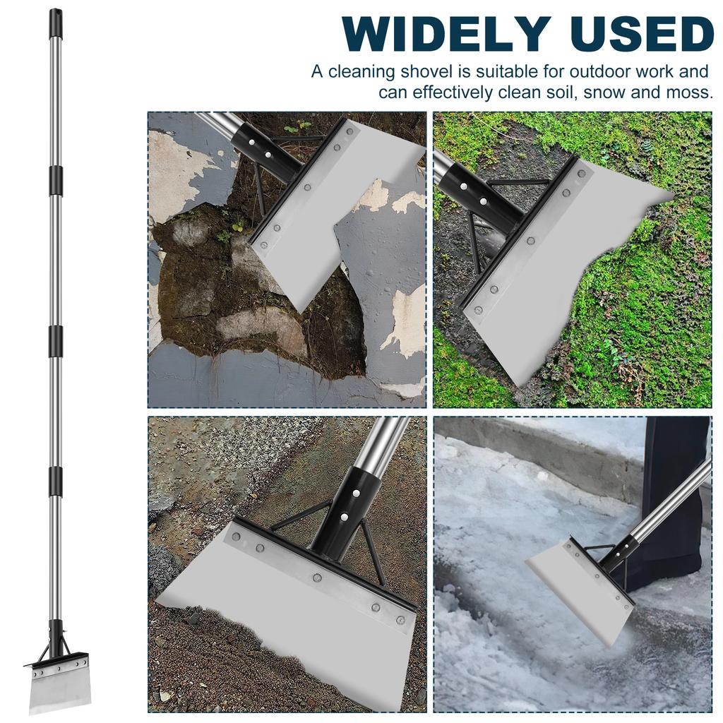 Cleaning Shovel Stainless Steel Garden Moss Weeding Shovel with Adjustable Length Handle Outdoor Farm Planting Tool