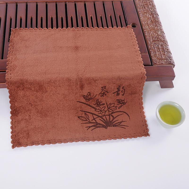1Pc 30x30cm Square Microfiber Household Retro Thicken Tea Table Mat Printed Tea Cloth Absorbent Tea Towel коричневый