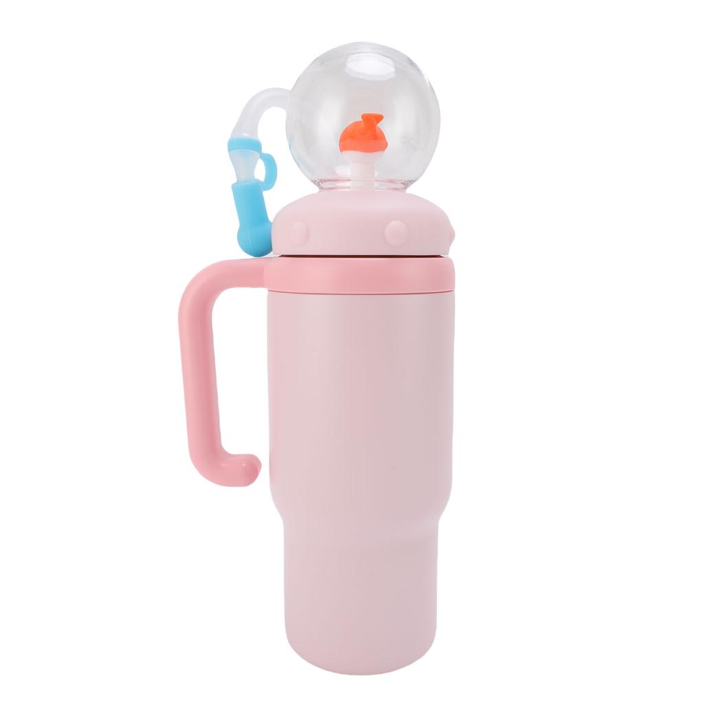 Whale Fountain Water Bottle 710ML Stainless Steel Keep Cold Insulated Drinking Cup with Handle Straw for Outdoor Travel