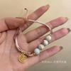 Woven rope bamboo bracelet women's new light luxury niche Shoushan stone beaded jewelry