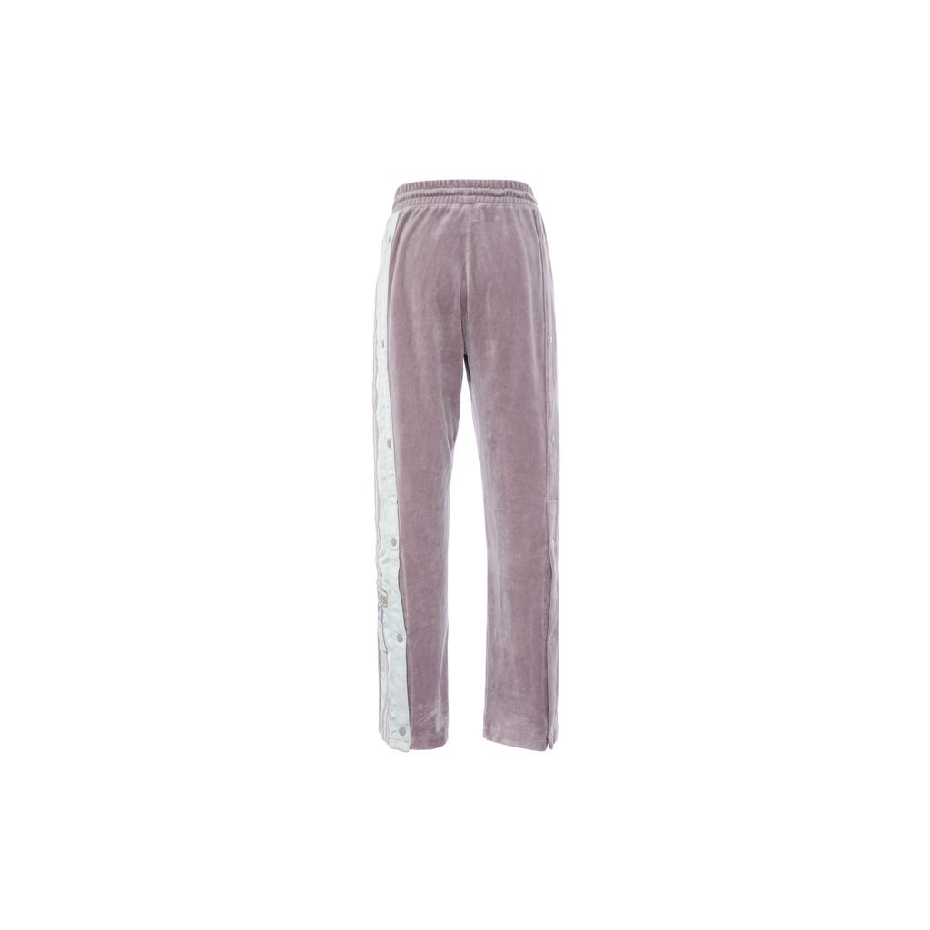 adidas Originals Trefoil Logo Print Side Button Track Pants Women Bottoms Grey Purple IC8126