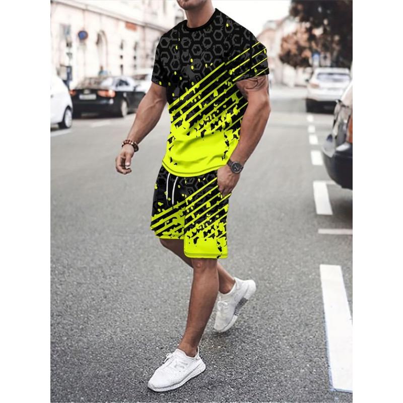 

2025 New Summer Casual Fashion Men s T-shirt Shorts Set Creative Pattern 3d Printed Men s Clothing Short Sleeves and Shorts Suit 4XL