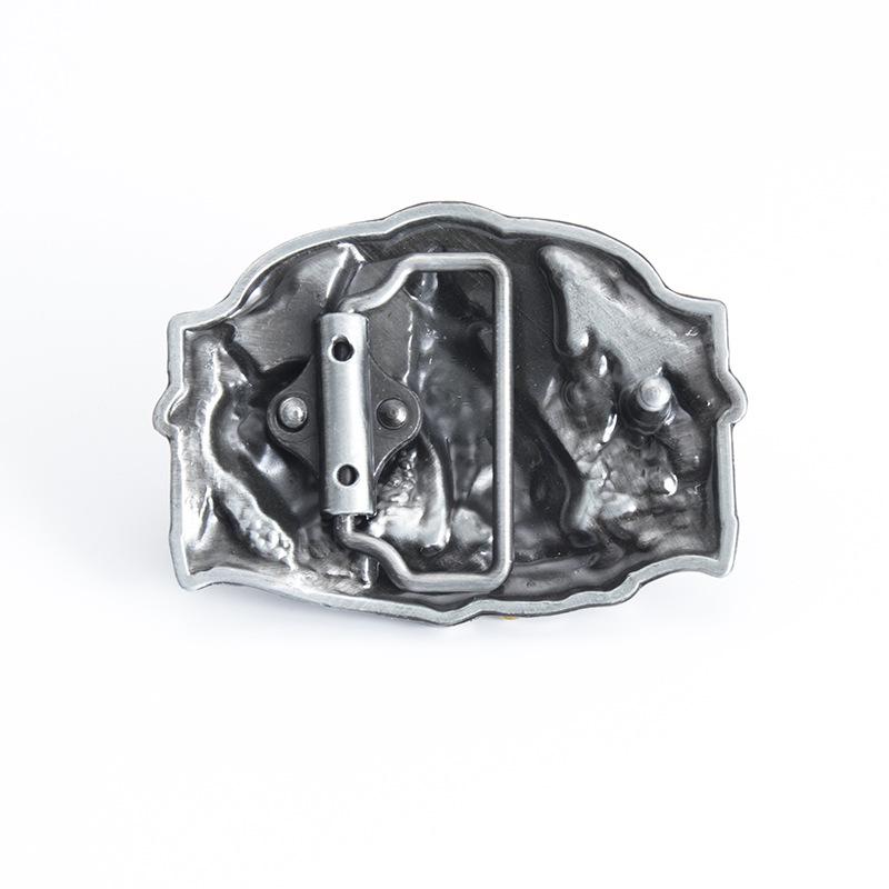 Moonlit Wolf Retro Leather Cowboy Belt Buckle