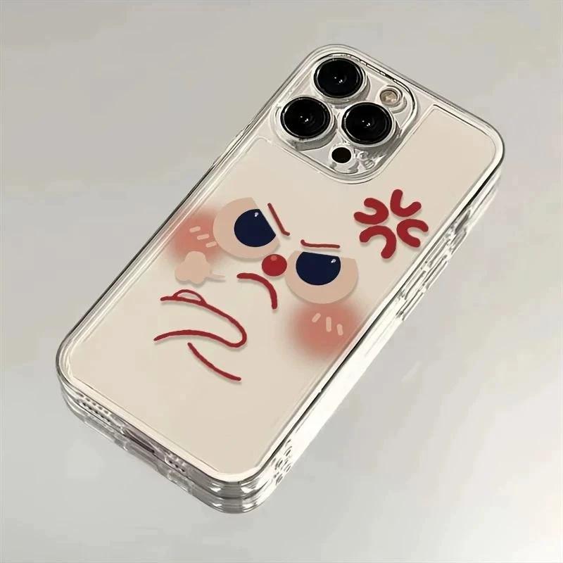 

Cute Angry Face Clear Phone Case, Funny Cartoon Expression Shockproof Protective Cover For iPhone iPhone 13 PRO MAX разноцветный