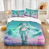 Japanese Anime Duvet Cover Set,H-Hatsune Miku Bedding Set, Single Twin Full Queen King Size for Kids Teens Bedroom Decor Gift