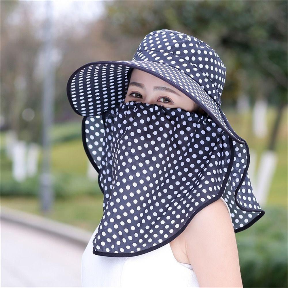 Wide Brim Beach Cap Face And Neck Sun Hat Fashion Tea Picking Cap  Women's
