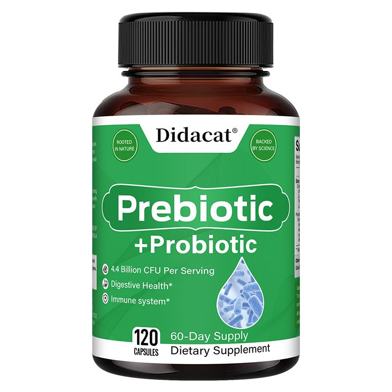 Prebiotic + Probiotic 4.4 Billion CFU, 120 Capsules Digestive Health Supplement 120PCS