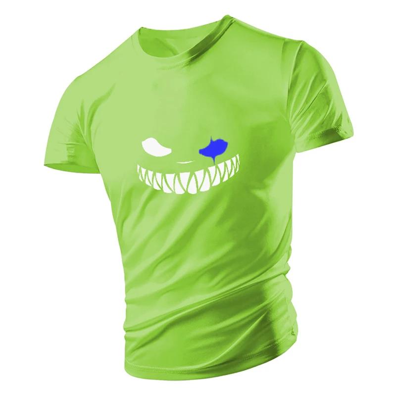 Summer Fashion Men's T-Shirts Quick-Drying Tees Shirt Smiling Face Printed Clothing For Men Boy Breathable Comfort Sport Running