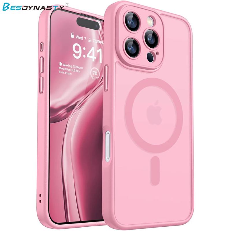 Magsafe Magnetic Armor Shockproof Case For iPhone 17 Air 16 15 14 13 Pro Max For Wireless Charge Matte Translucent Cover