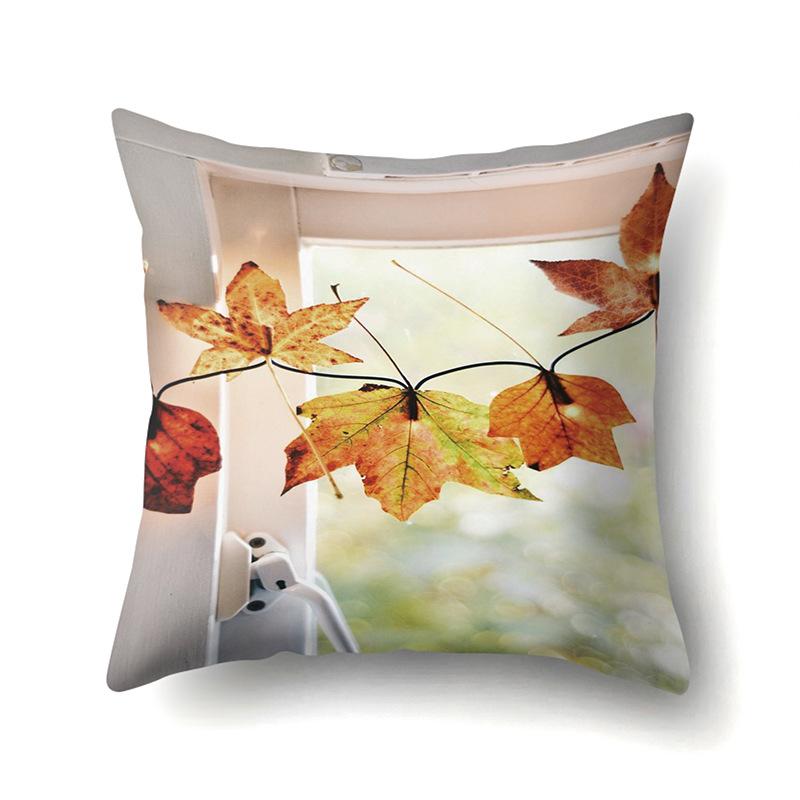 Thanksgiving Pillowcase Blessing Maple Leaf Pumpkin Sofa Cushion Cover Office Home Living Room Pillowcase