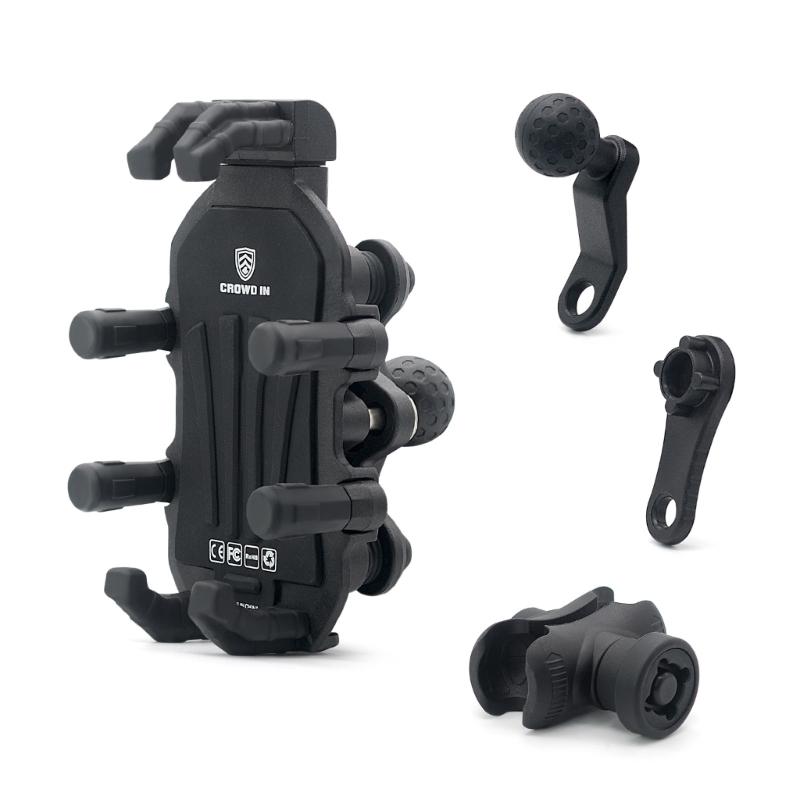Motorcycle Phone Holder with Vibration Dampener  Secure Lock, Anti-Theft Motorcycle Phone Mount Handlebar Phone Holder