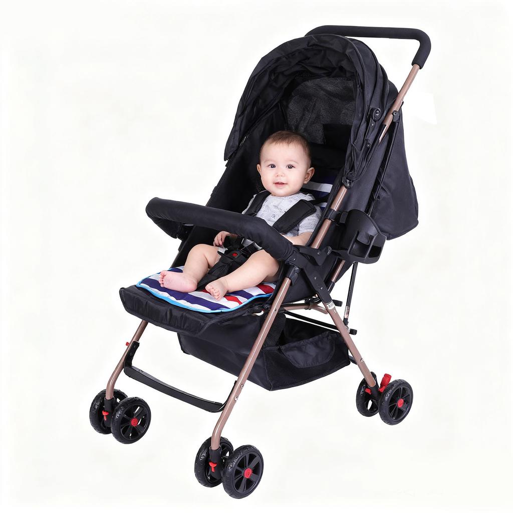 Baby Stroller Lightweight Foldable Shock Absorption High Landscape Toddler Pushchair with   Backrest Canopy Net Storage Basket for Outdoor