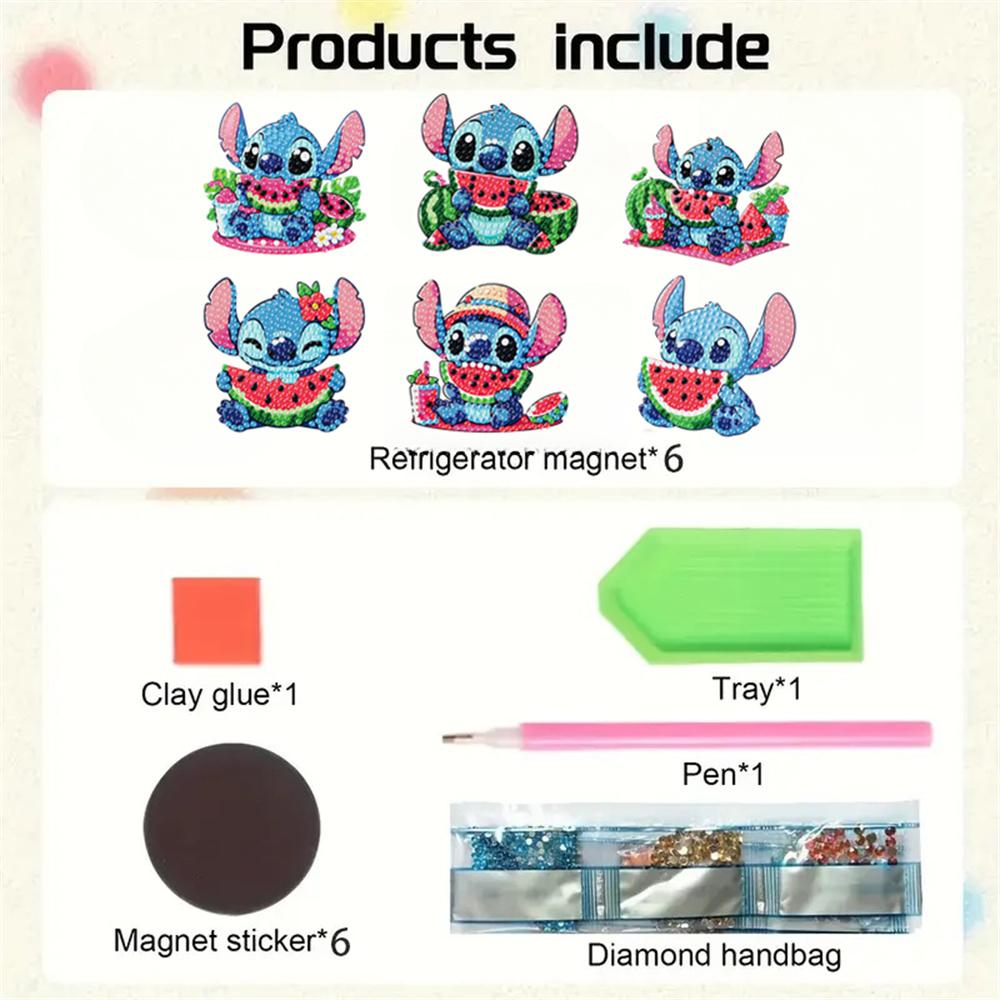 6pcs/Set Knee Eating Series Diamond Painting Magnets for Refrigerator Diamond Art Fridge Magnets for Adults Diamond Art Refrigerator Magnets Kits
